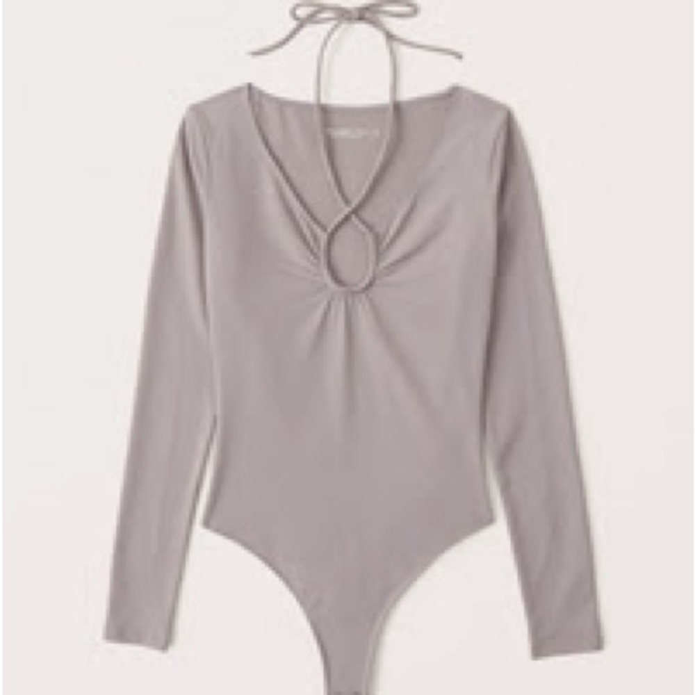 Abercrombie gray keyhole tie bodysuit soft AF size S